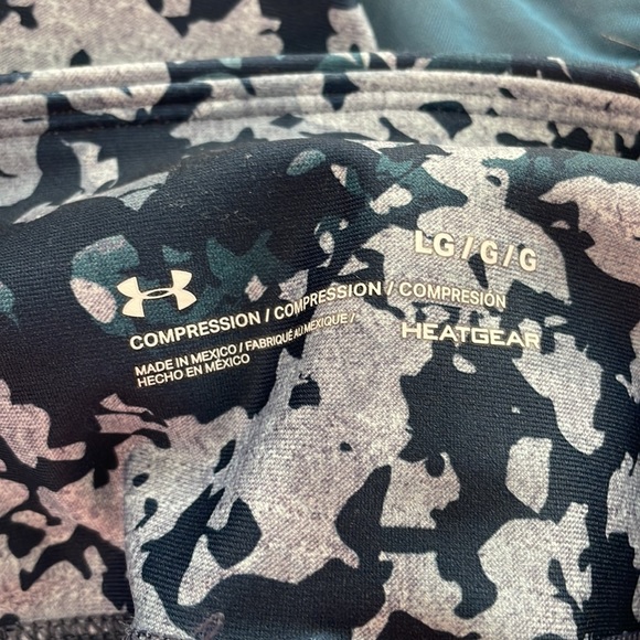 Under Armor Blue 3/4 Leggings Size L Compression Leggings ~ Mesh Mid Rise Capri - Picture 6 of 6